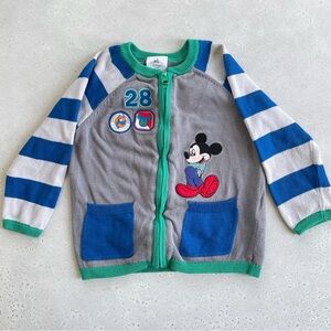 Vintage Disney Mickey Mouse Embroidered Lightweight Zippered Cardigan Sweater